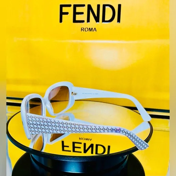 Fendi FS419 White Sunglasses with Logo Arms